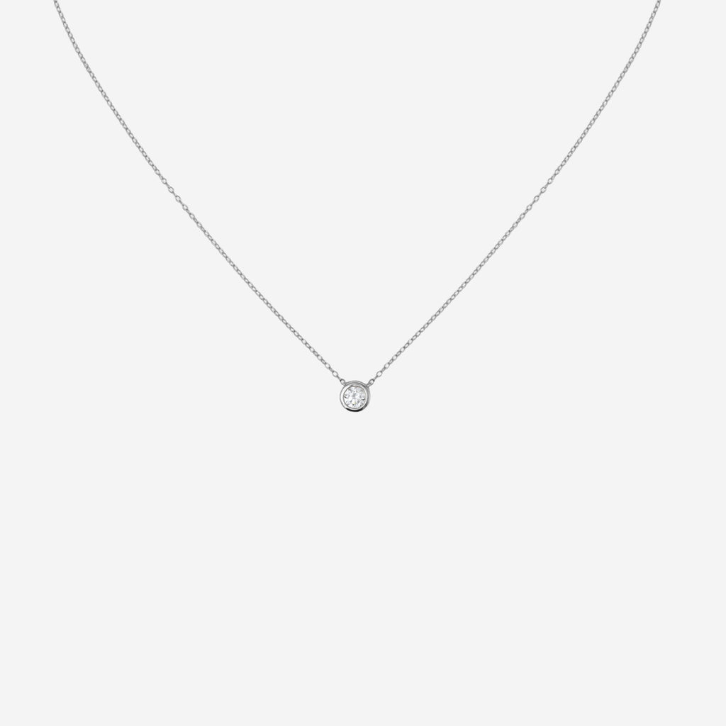 0.50ct Lab Grown Bezel Set Pendant Necklace - 9ct White Gold