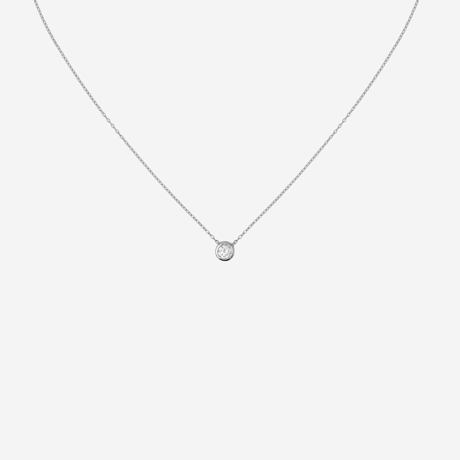 0.50ct Lab Grown Bezel Set Pendant Necklace - 9ct White Gold