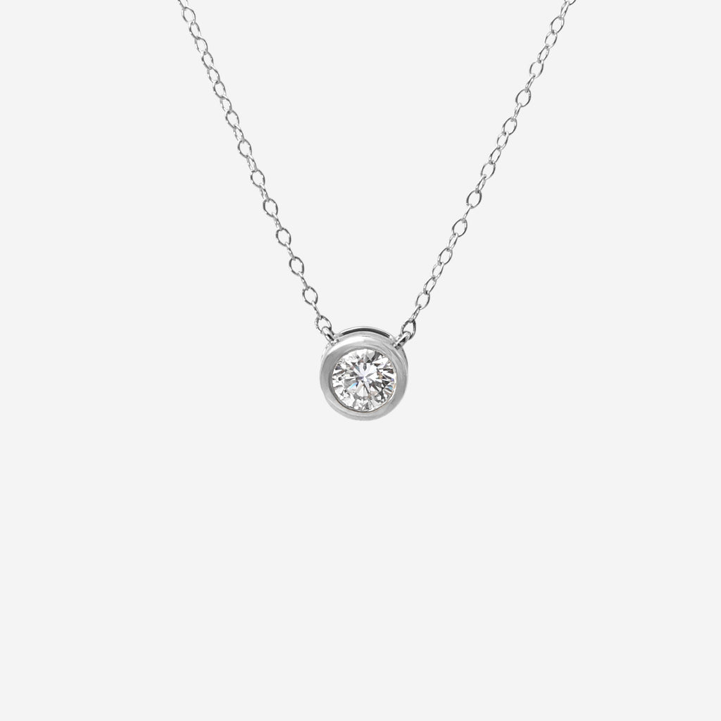 0.50ct Lab Grown Bezel Set Pendant Necklace - 9ct White Gold