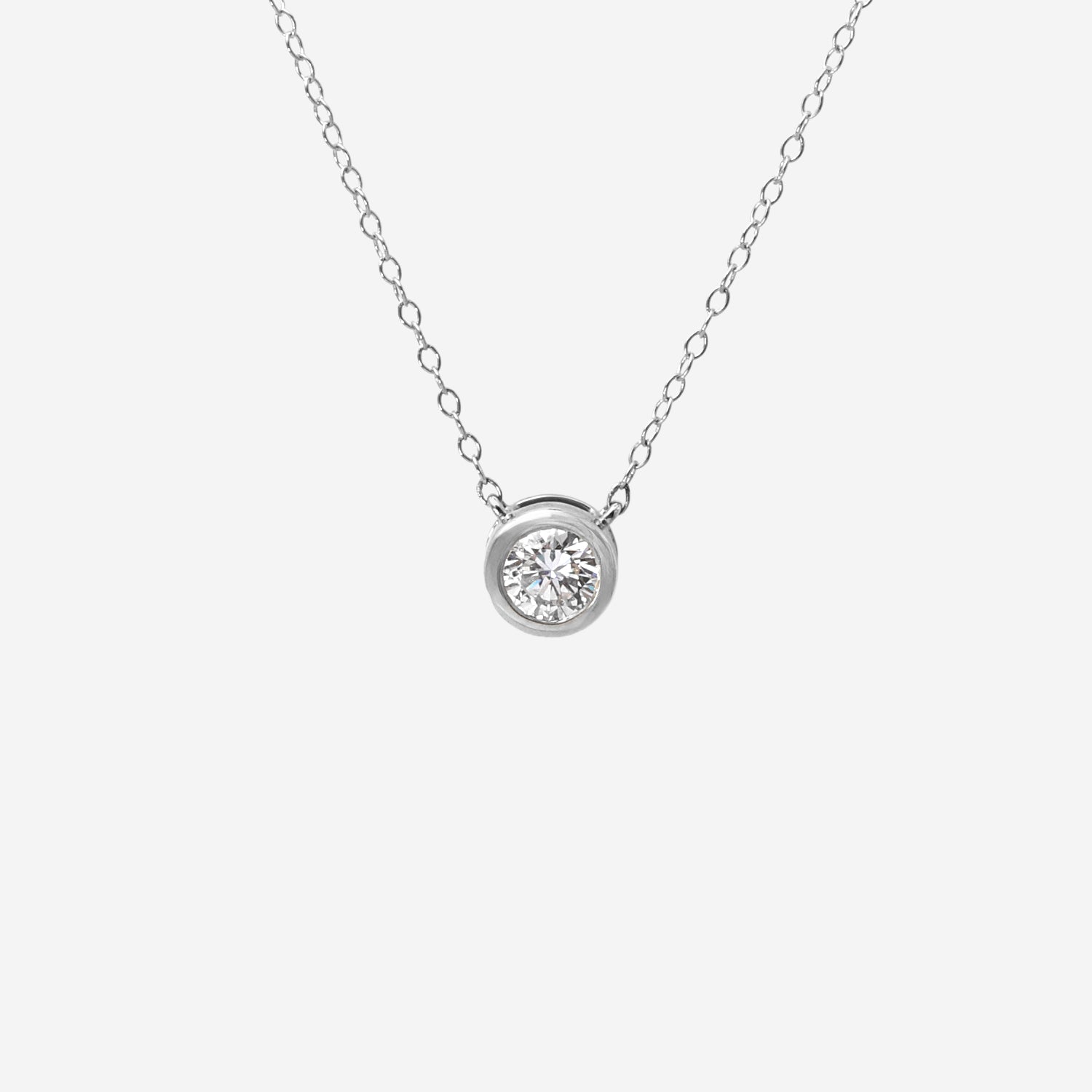 0.50ct Lab Grown Bezel Set Pendant Necklace - 9ct White Gold
