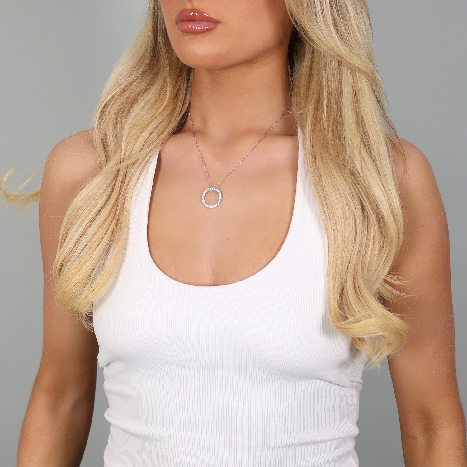 1.00ct Lab Grown Circle of Life Necklace - 9ct White Gold