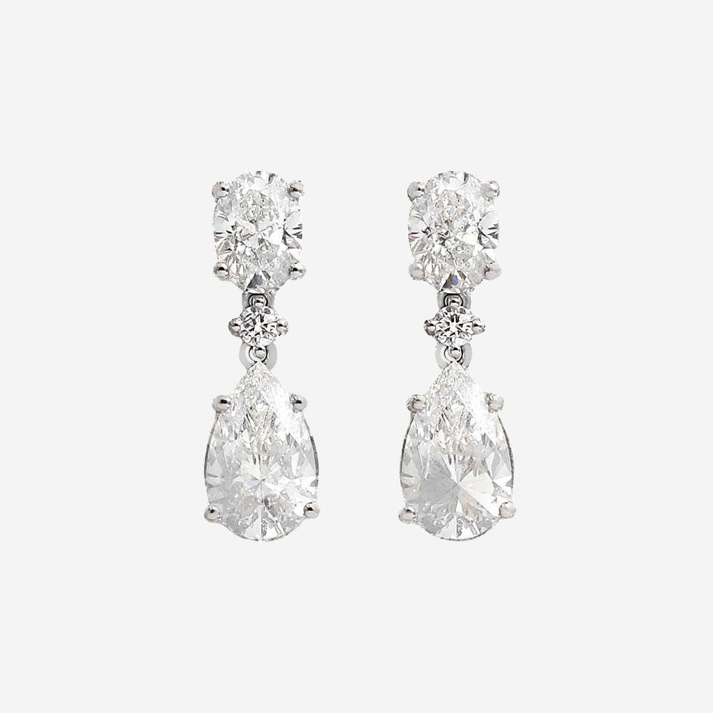 Lab Grown Diamond Pear Drop Earrings - 18ct White Gold