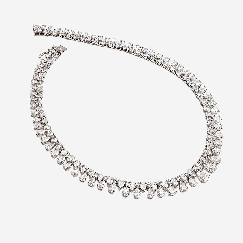 Lab Grown Pear Diamond Necklace - 18ct White Gold