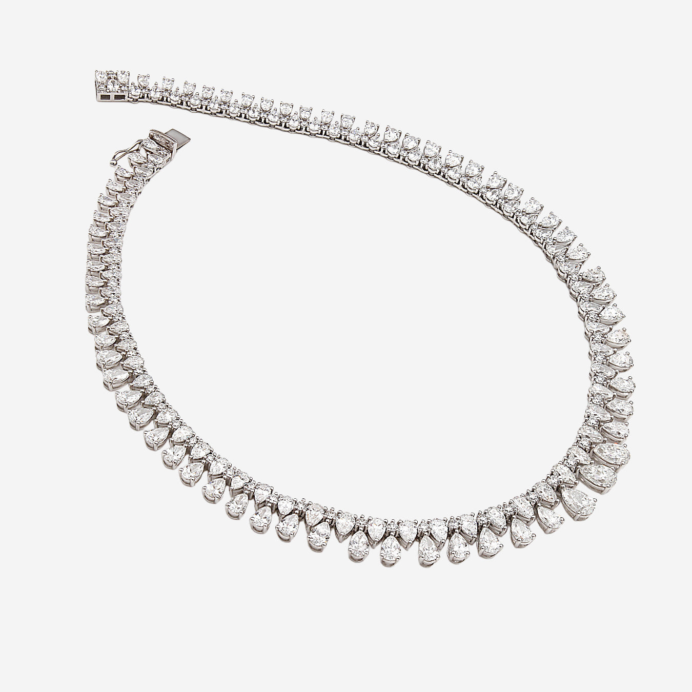 Lab Grown Pear Diamond Necklace - 18ct White Gold