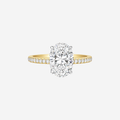 3.47ct Oval Cut Lab Grown Diamond Ring With Diamond Shoulders - 18ct Yellow Gold