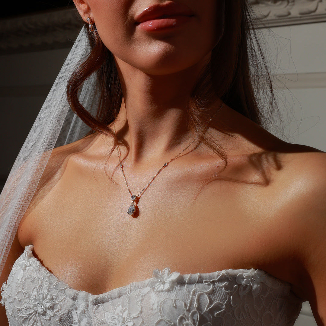 4.00ct Lab Grown Diamond Pear Drop Necklace - 9ct Yellow Gold