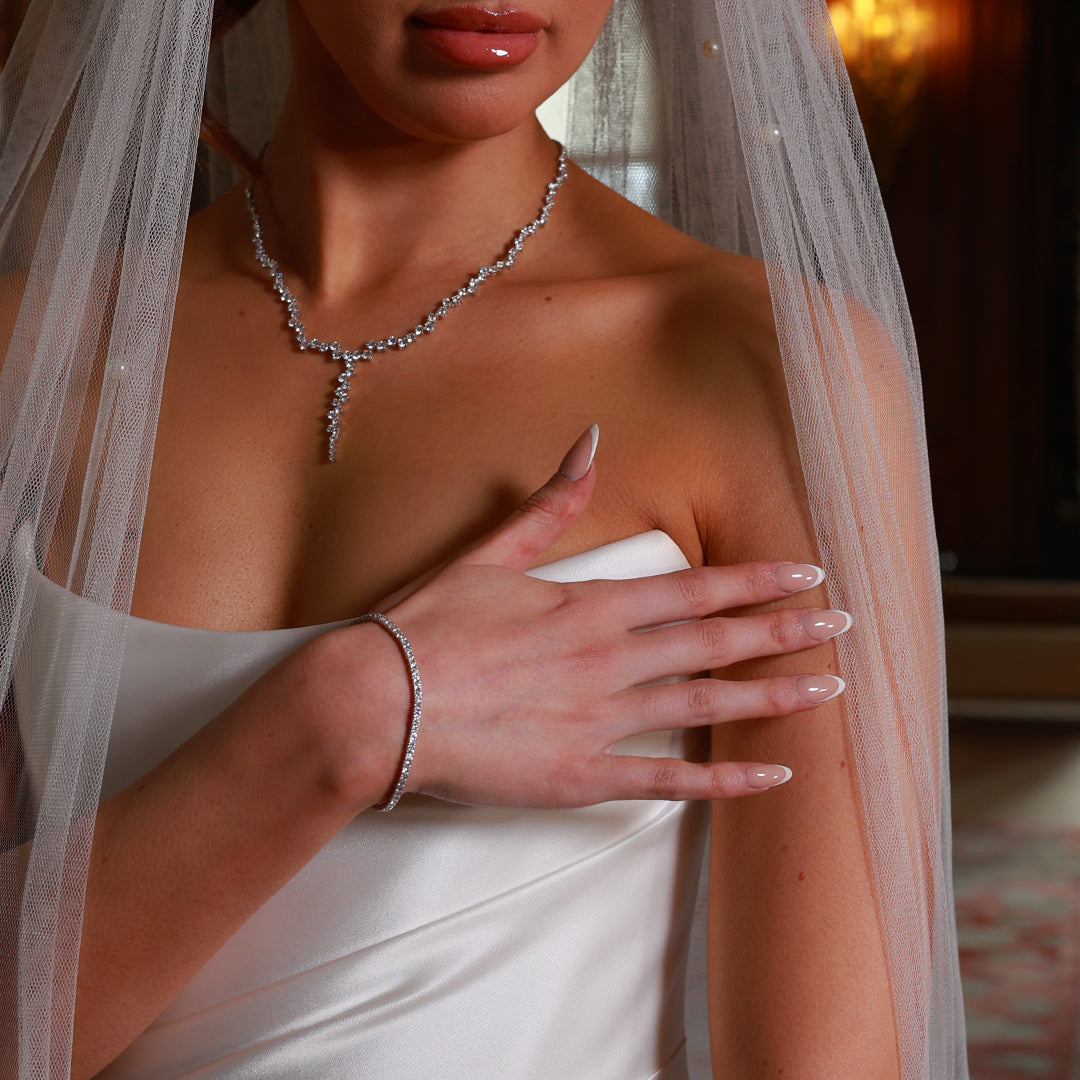 Fancy Lab Grown Diamond Collar Necklace - 9ct White Gold