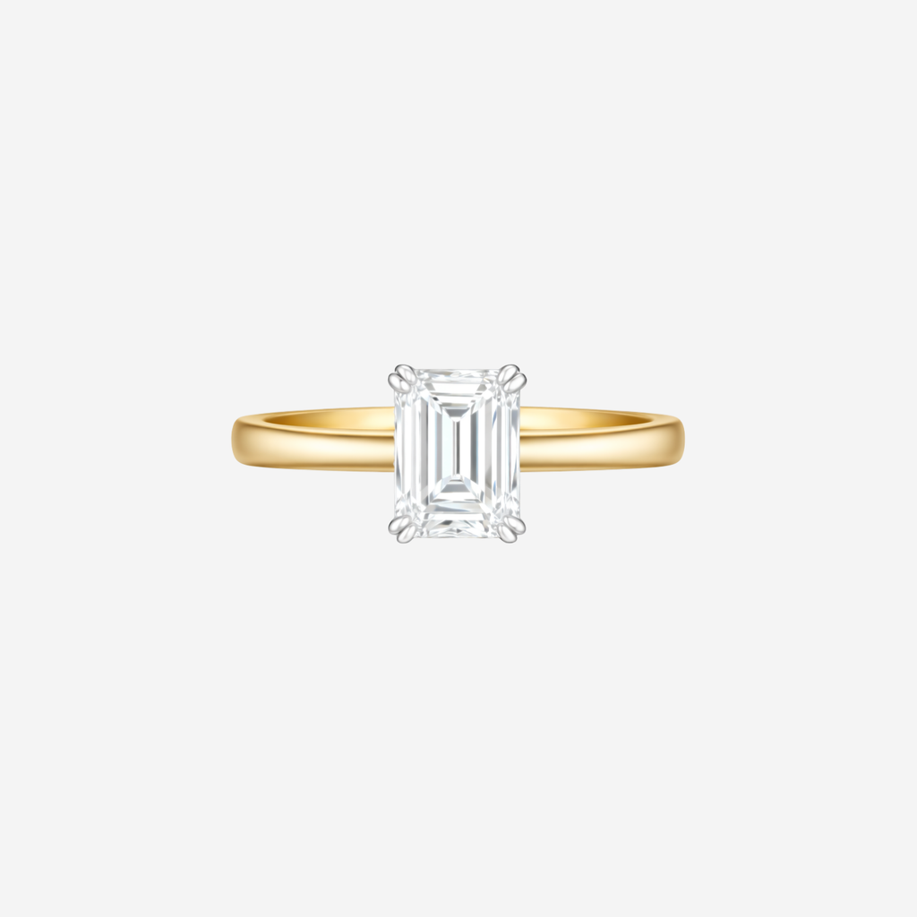 1.00ct Emerald Cut Lab Grown Diamond Ring - 9ct Yellow Gold