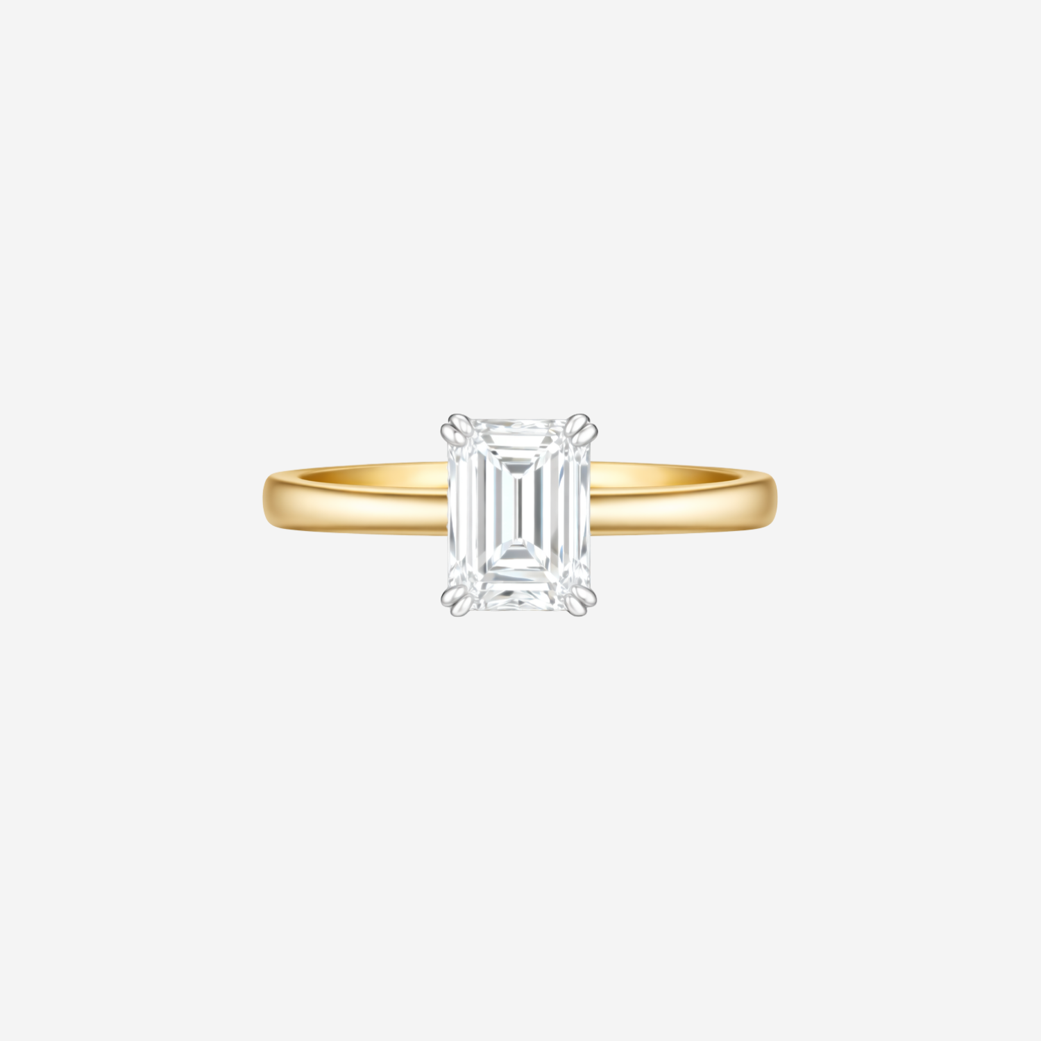 1.00ct Emerald Cut Lab Grown Diamond Ring - 9ct Yellow Gold