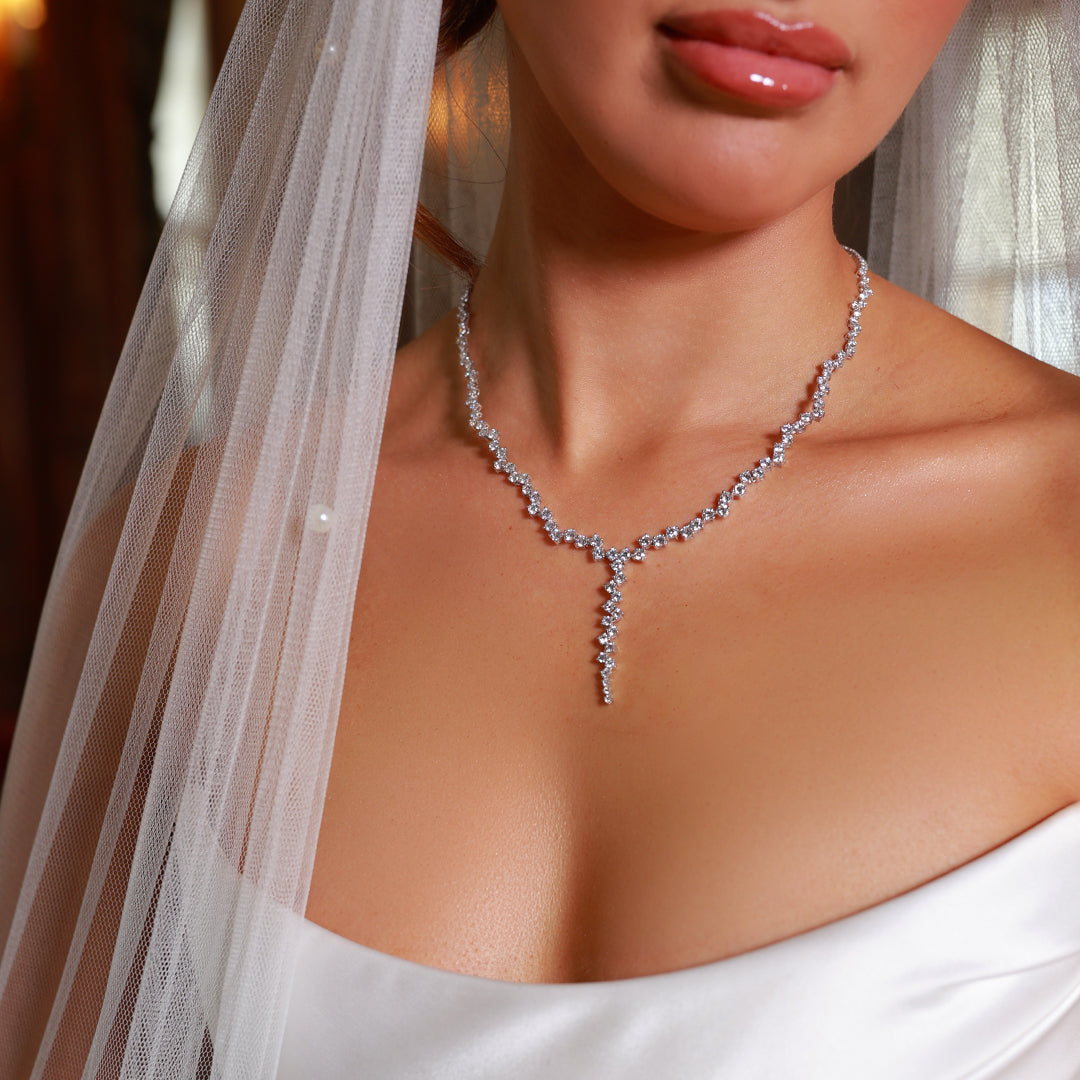 Fancy Lab Grown Diamond Collar Necklace - 9ct White Gold