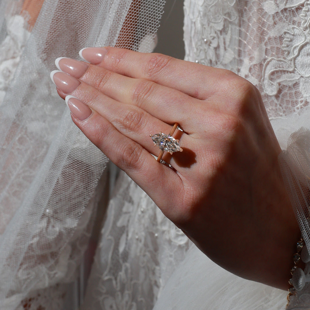 3.00ct Marquise Cut Lab Grown Diamond Ring - 18ct Yellow Gold