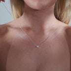 1.00ct Princess Cut Lab Grown Diamond Necklace - 9ct White Gold
