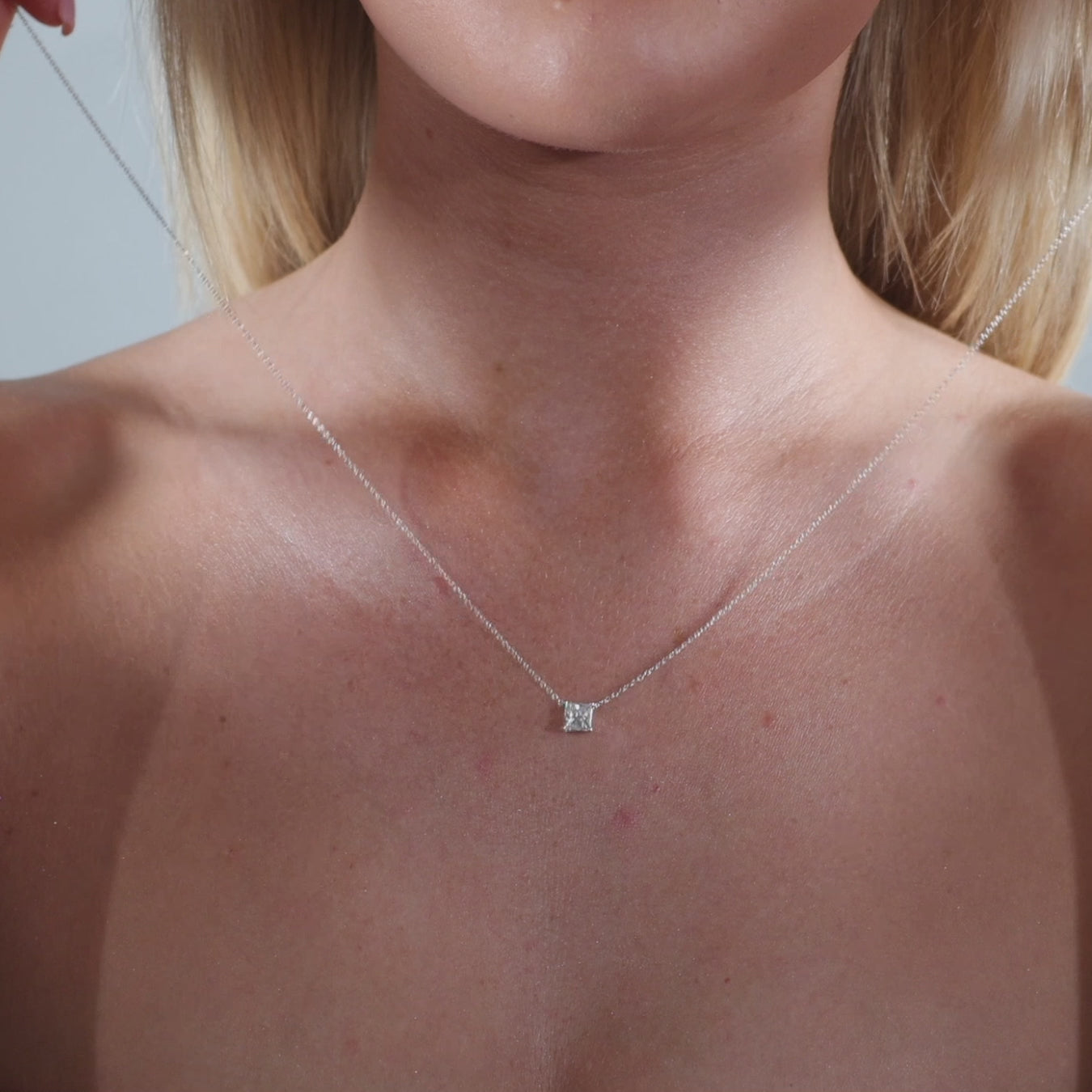 1.00ct Princess Cut Lab Grown Diamond Necklace - 9ct White Gold