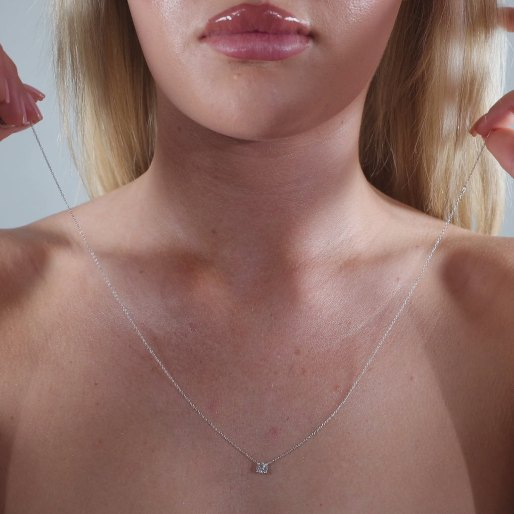 0.50ct Round Cut Lab Grown Diamond Necklace - 9ct White Gold