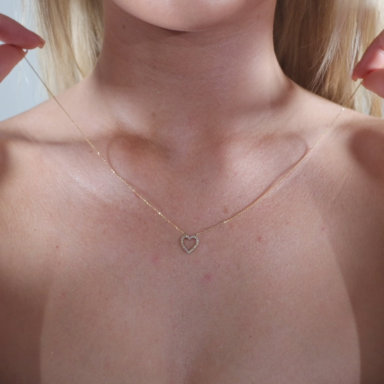 Dainty Diamond Heart Necklace - 9ct Gold