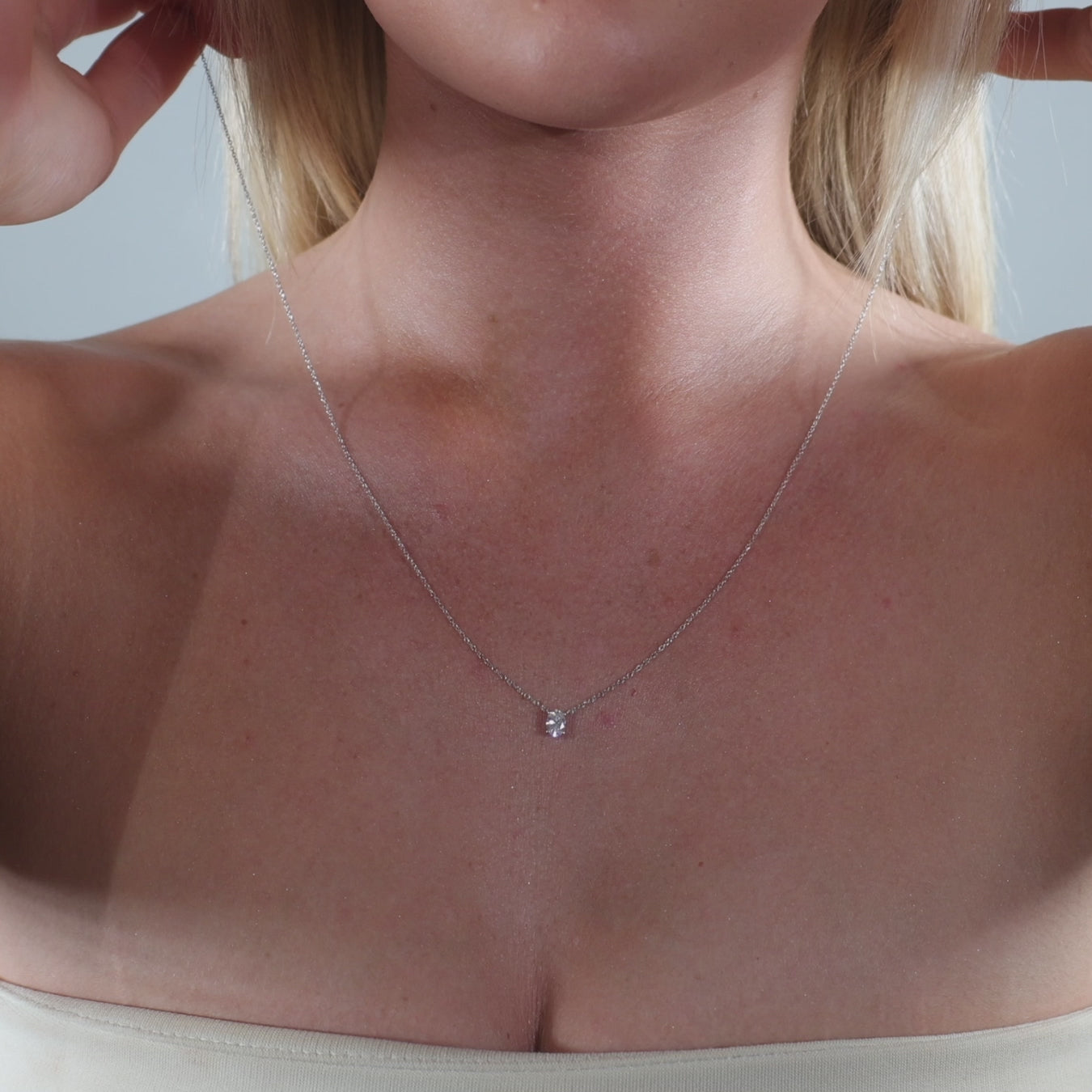 0.50ct Oval Cut Lab Grown Diamond Necklace - 9ct White Gold