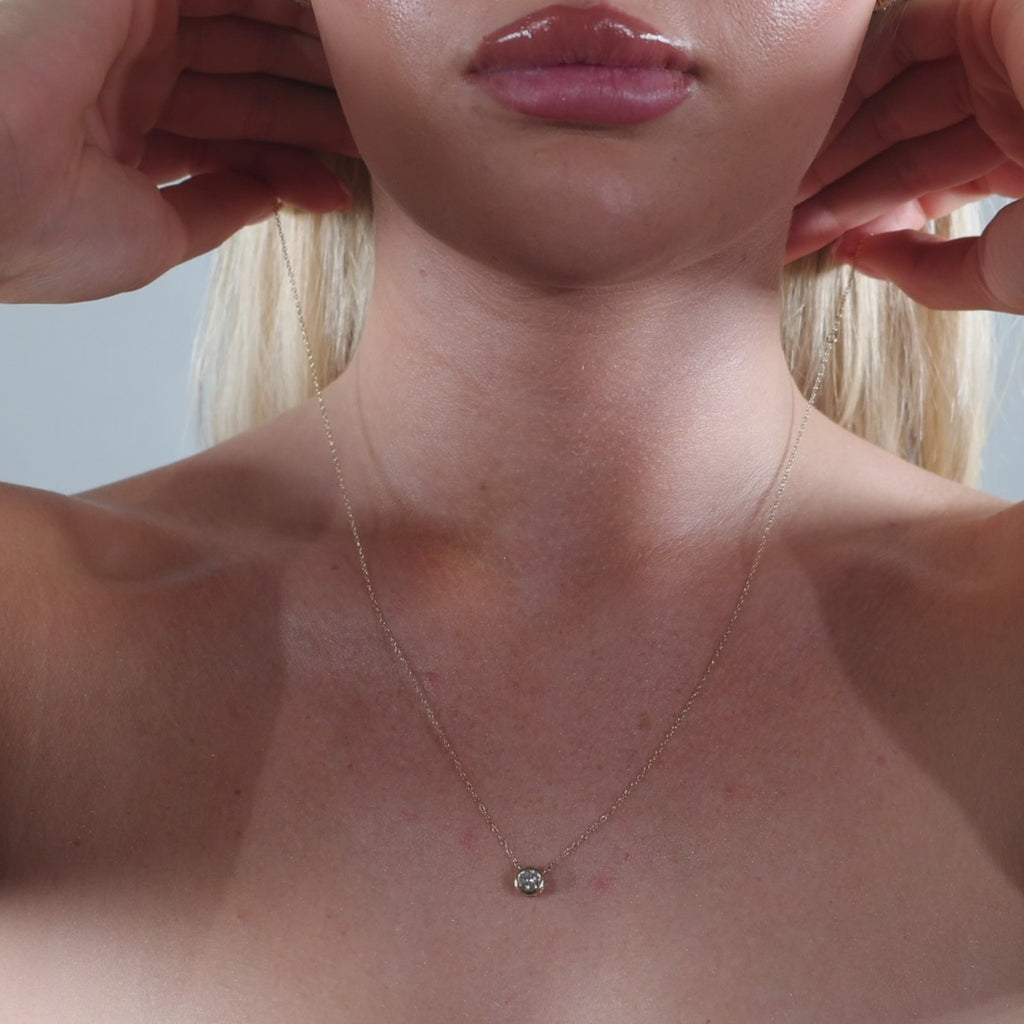 0.50ct Lab Grown Bezel Set Pendant Necklace - 9ct Yellow Gold