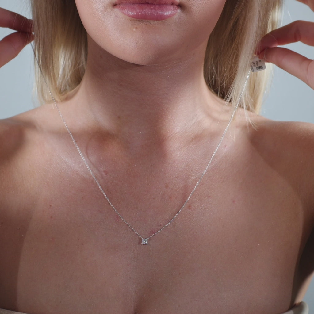 0.50ct Princess Cut Lab Grown Diamond Necklace - 9ct White Gold
