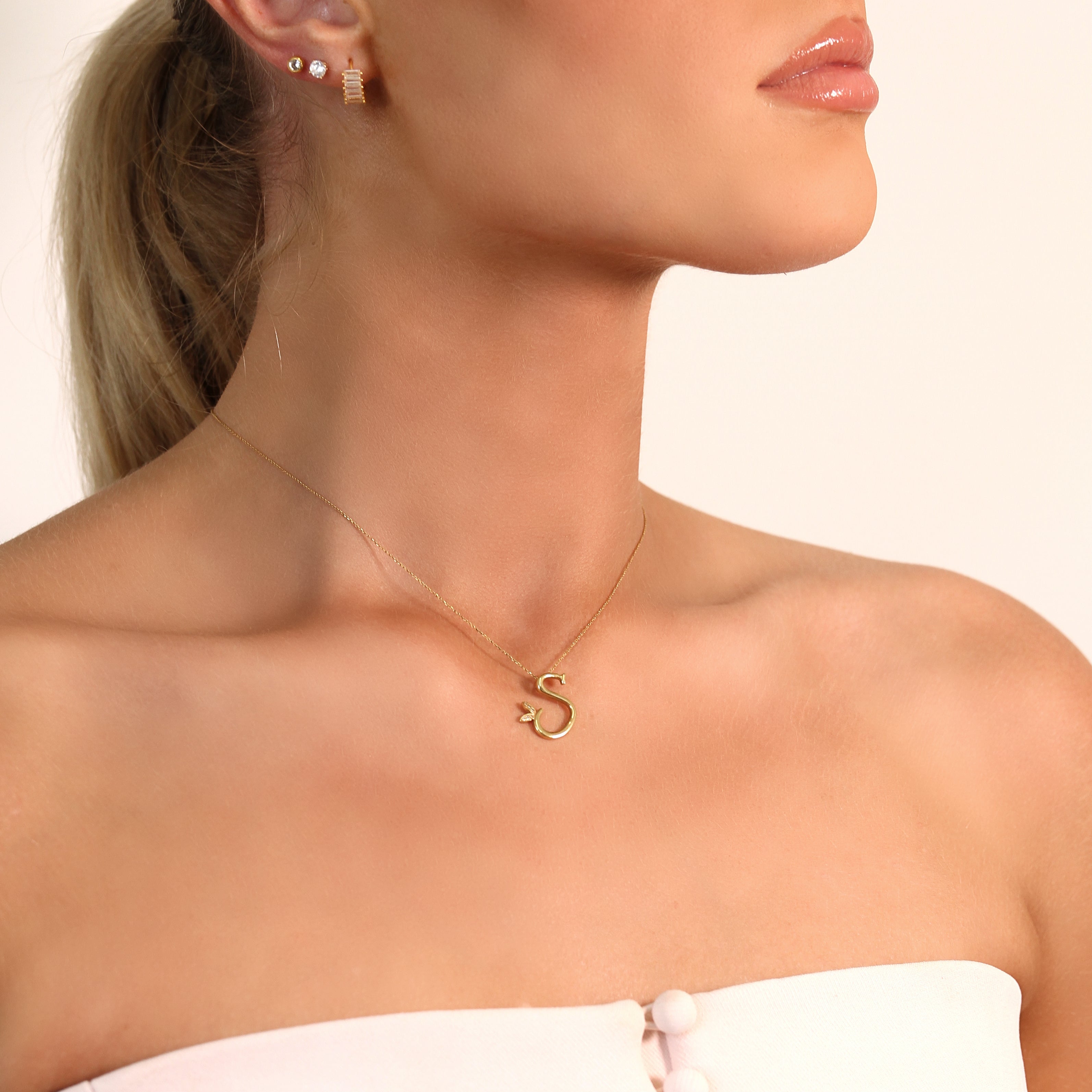 Winged Diamond Initial Necklace - 18ct Gold