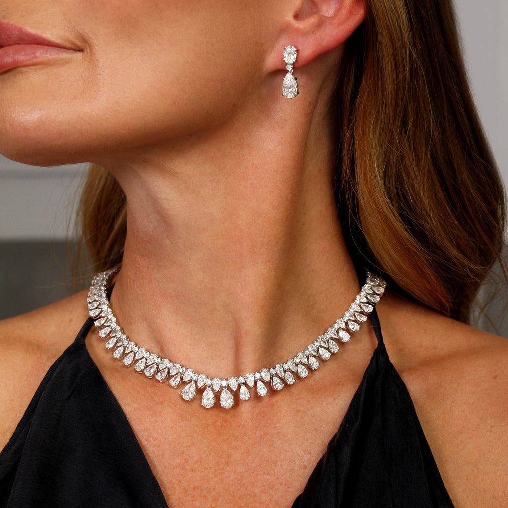 Lab Grown Diamond Pear Drop Earrings - 18ct White Gold