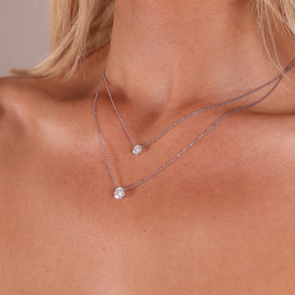 0.50ct Round Cut Lab Grown Diamond Necklace - 9ct White Gold