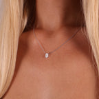 1.00ct Oval Cut Lab Grown Diamond Necklace - 9ct White Gold