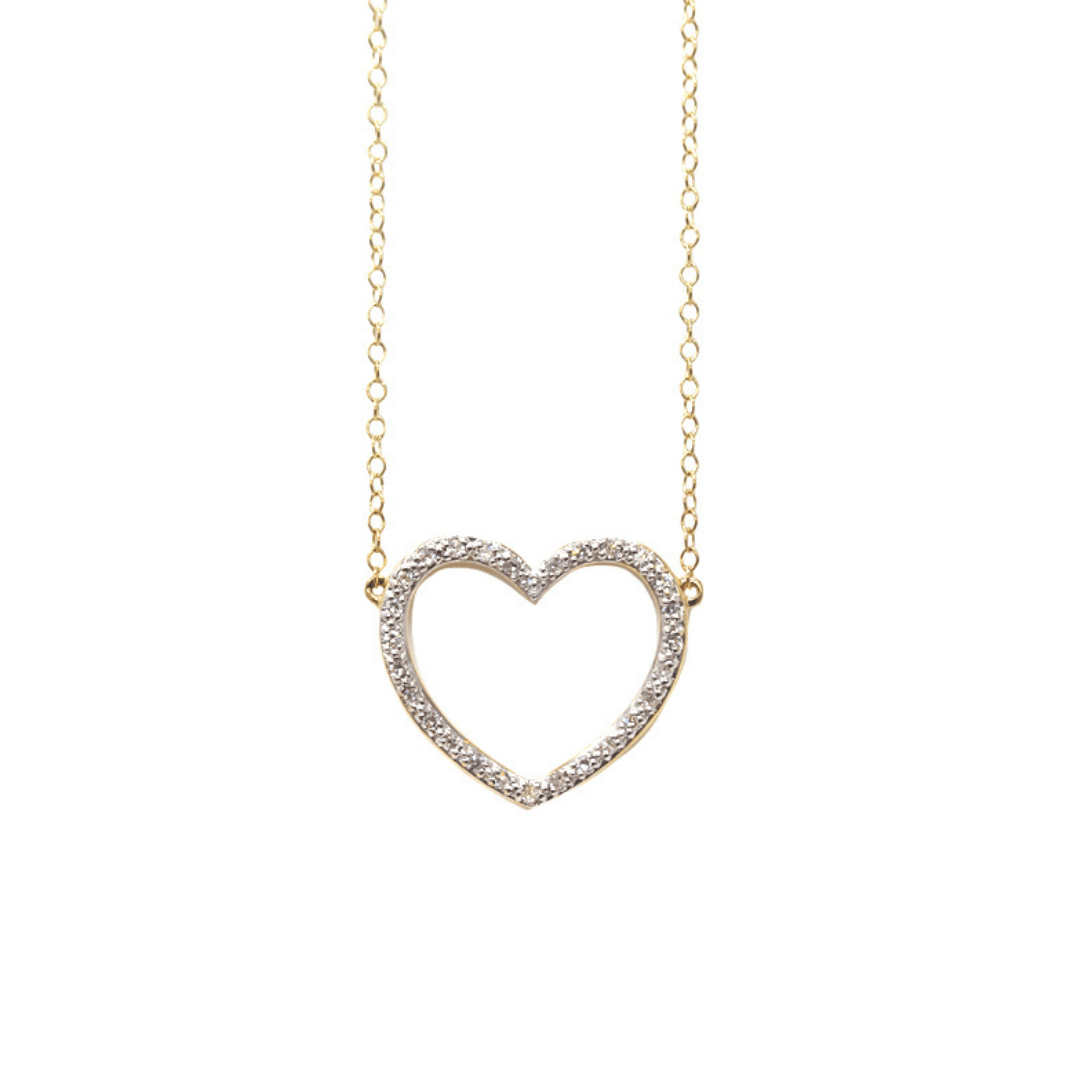 0.15ct Diamond Heart Necklace - 9ct Gold - SayItWithDiamonds.com