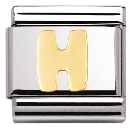 030101/08 Classic LETTER,S/Steel,Bonded Yellow Gold Letter H - SayItWithDiamonds.com