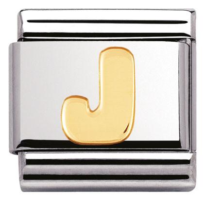 030101/10 Classic LETTER,S/Steel,Bonded Yellow Gold Letter J - SayItWithDiamonds.com