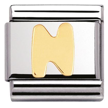 030101/14 Classic LETTER,S/Steel,Bonded Yellow Gold Letter N - SayItWithDiamonds.com