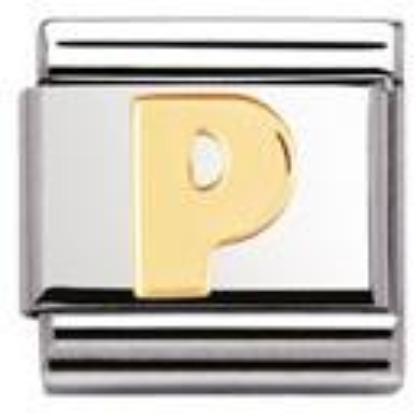 030101/16 Classic LETTER,S/Steel,Bonded Yellow Gold Letter P - SayItWithDiamonds.com