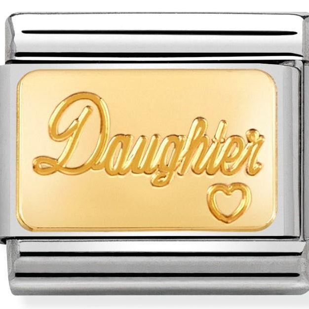 030121/25 Classic ENGRAVED SIGNS,S/steel,bonded yellow gold Daughter - SayItWithDiamonds.com