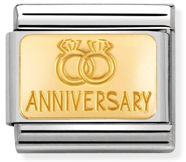 030121/32 Classic Engraved Sign Anniversary S/steel,bonded yellow gold - SayItWithDiamonds.com