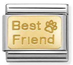 030121/50 Classic bonded yellow Gold Engraved Best Friend with Paw print - SayItWithDiamonds.com