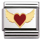 030207/45 Classic Love.S/steel,enamel,bonded yellow gold heart with wings - SayItWithDiamonds.com