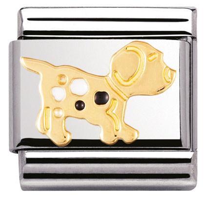 030212/36 Classic,S/steel,enamel, bonded yellow gold Dog - SayItWithDiamonds.com