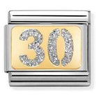 030224/03 Classic GLITTER PLATES ,steel, enamel bonded yellow gold SILVER Number 30 - SayItWithDiamonds.com