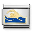 030259/18 Classic,S/steel, enamel, bonded yellow gold Swimmer - SayItWithDiamonds.com