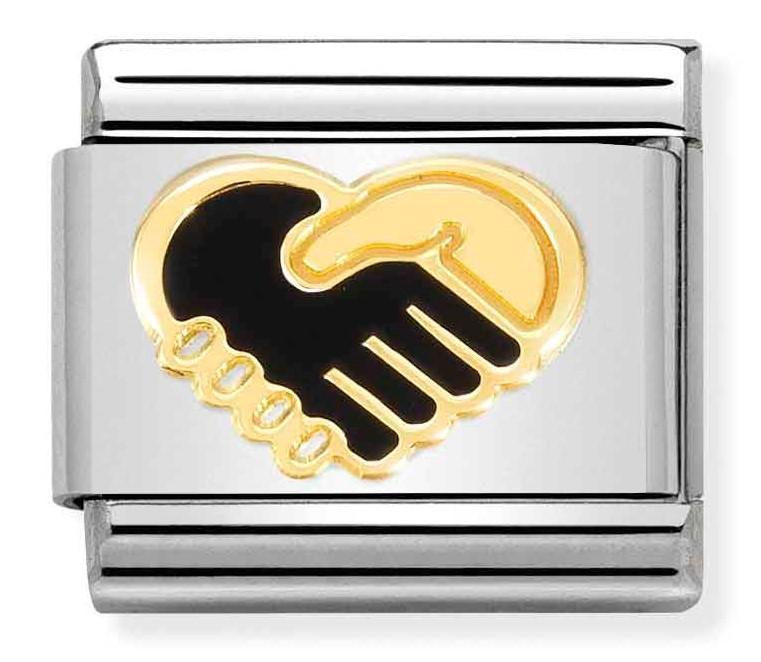 030272/57 Classic steel,enamel, yellow gold,Heart Handshake - SayItWithDiamonds.com