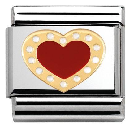 030283/04 Classic LOVE 2 stainless steel? enamel and yellow gold Heart with dots RED - SayItWithDiamonds.com