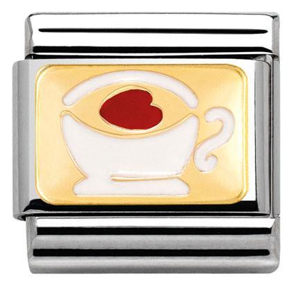 030284/02 Classic, PLATES,steel,enamel, yellow gold,Cup with heart - SayItWithDiamonds.com