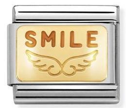 030284/38 Classic PLATES steel , enamel, yellow gold smile Angel of Happiness - SayItWithDiamonds.com