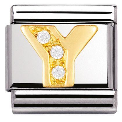 030301/25 Classic LETTERS.S/Steel,Bonded Yellow Gold, CZ Y - SayItWithDiamonds.com
