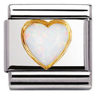 030501/07 Classic STONES HEARTS,S/Steel,Bonded Yellow Gold WHITE OPAL - SayItWithDiamonds.com