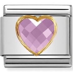 030610/003 Classic S/Steel, Bonded Yellow Gold & Heart Faceted CZ Pink - SayItWithDiamonds.com