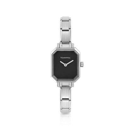 076030/012 PARIS watch,S/steel strap RECTANGULAR Black - SayItWithDiamonds.com