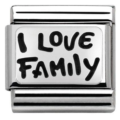 330102/34 Classic PLATES OXIDIZED steel silver 925 I LOVE FAMILY - SayItWithDiamonds.com