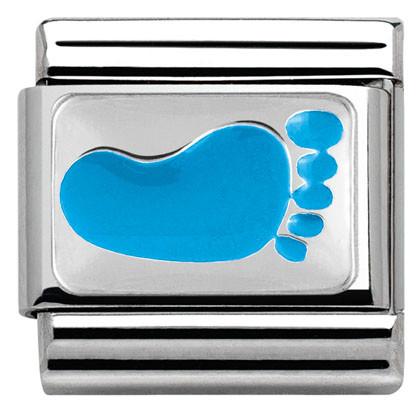 330281/11 Classic enamel & .silver Ciao Lapo Baby Footprint BLUE - SayItWithDiamonds.com