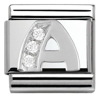 330301/01 Classic LETTER S/steel. Cub. zirc,925 silver A - SayItWithDiamonds.com