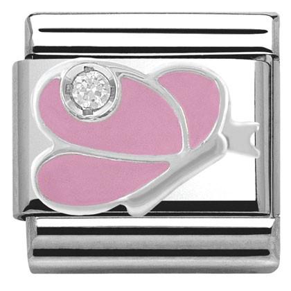 330305/07 CLASSIC Silver & enamel,1 CZ,925 silver Pink butterfly - SayItWithDiamonds.com